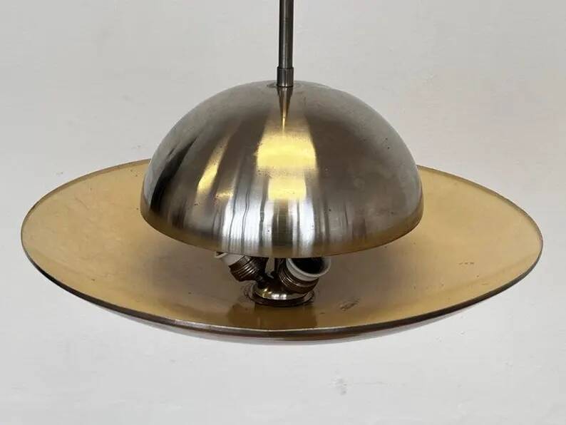 Chrome Bauhaus pendant - Czechoslovakia, circa 1930s / functionalism