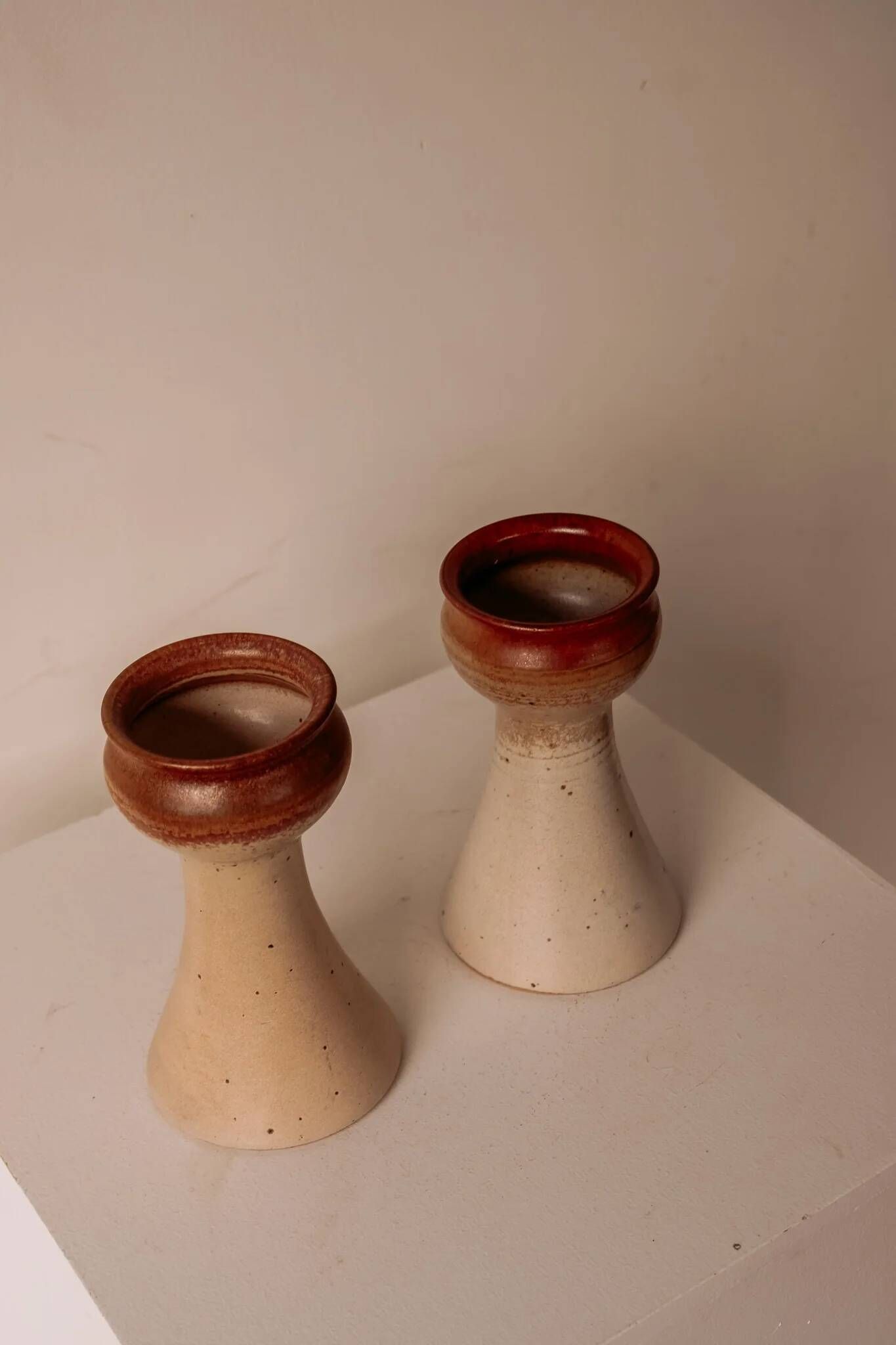 Pair of ceramic candle holders by Gunni Nordstrøm, Denmark, 1960s.