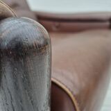 1970s, Danish armchair, original condition, furniture leather, dark oak wood.