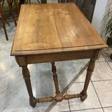 Bureau 1 tiroir en bois massif chêne pieds tournés et sculptés 89x62cm