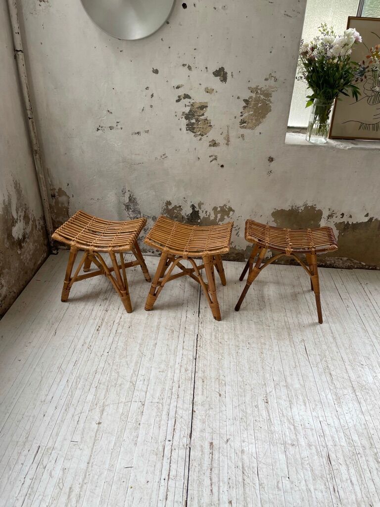 Set 3 rattan stools