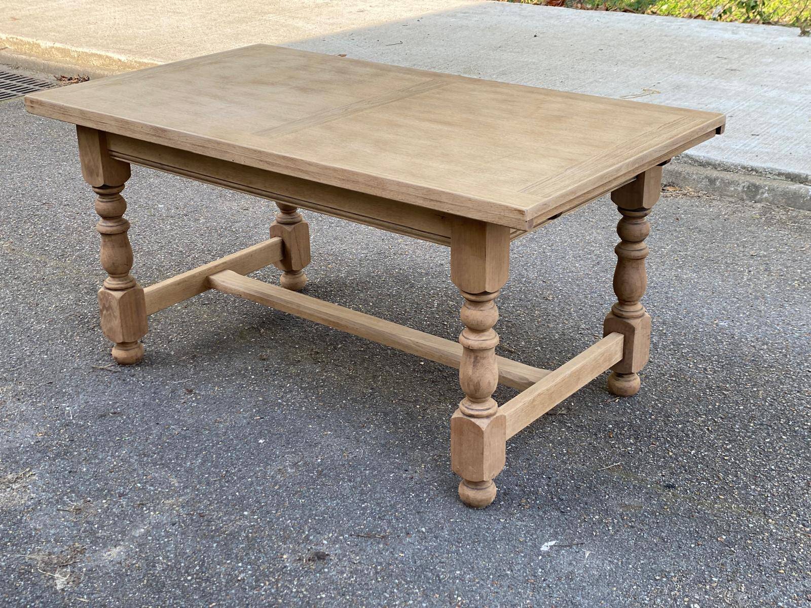 Renovated 19th-century oak extendable farmhouse dining table 160-240cm