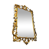 Miroir doré louis xv rocaille en bois sculpté et stuqué, xixe siècle