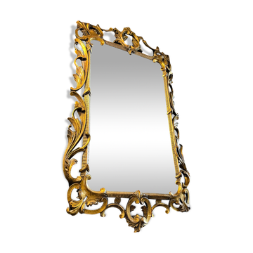Gilded mirror Louis XV Rocaille in Carved and Stuqué Wood, nineteenth century