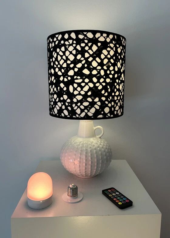 Lampe vase du milieu du siècle avec abat-jour japonais