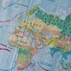 Planisphere world map vintage physics and vegetation