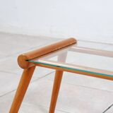 Side table by Max Kment in walnut / glass