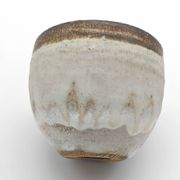 Trilogy of cups or Japanese-style goblets by the Danish ceramist Gutte Eriksen using RAKU technique.