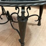 Table basse en fer forgé et marbre vert
