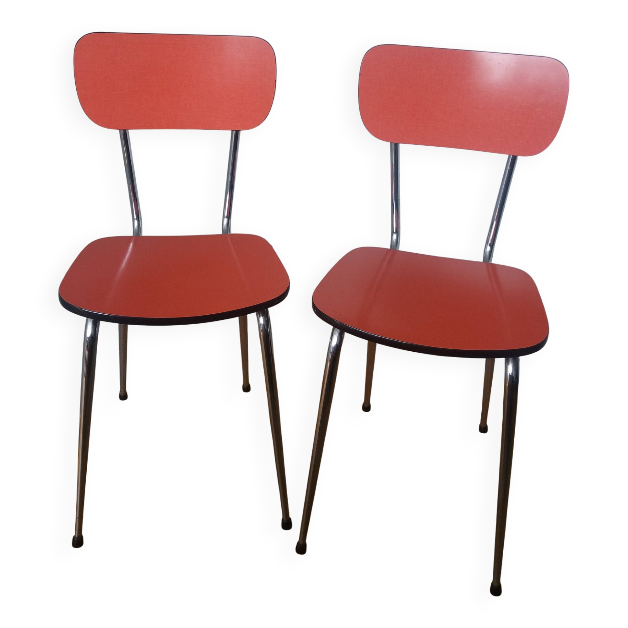 Chaises en formica et métal chromé
