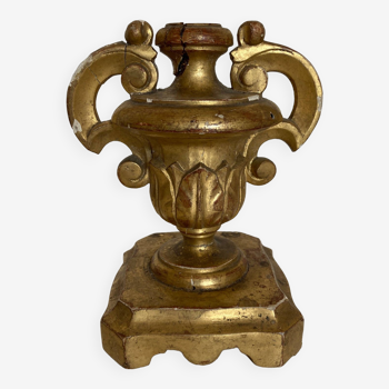 Acanthus candle holder in gilded wood 19th Naples Italy