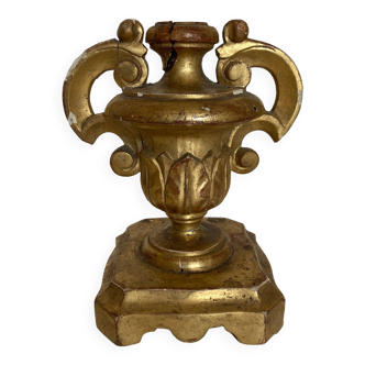 Acanthus candle holder in gilded wood 19th Naples Italy