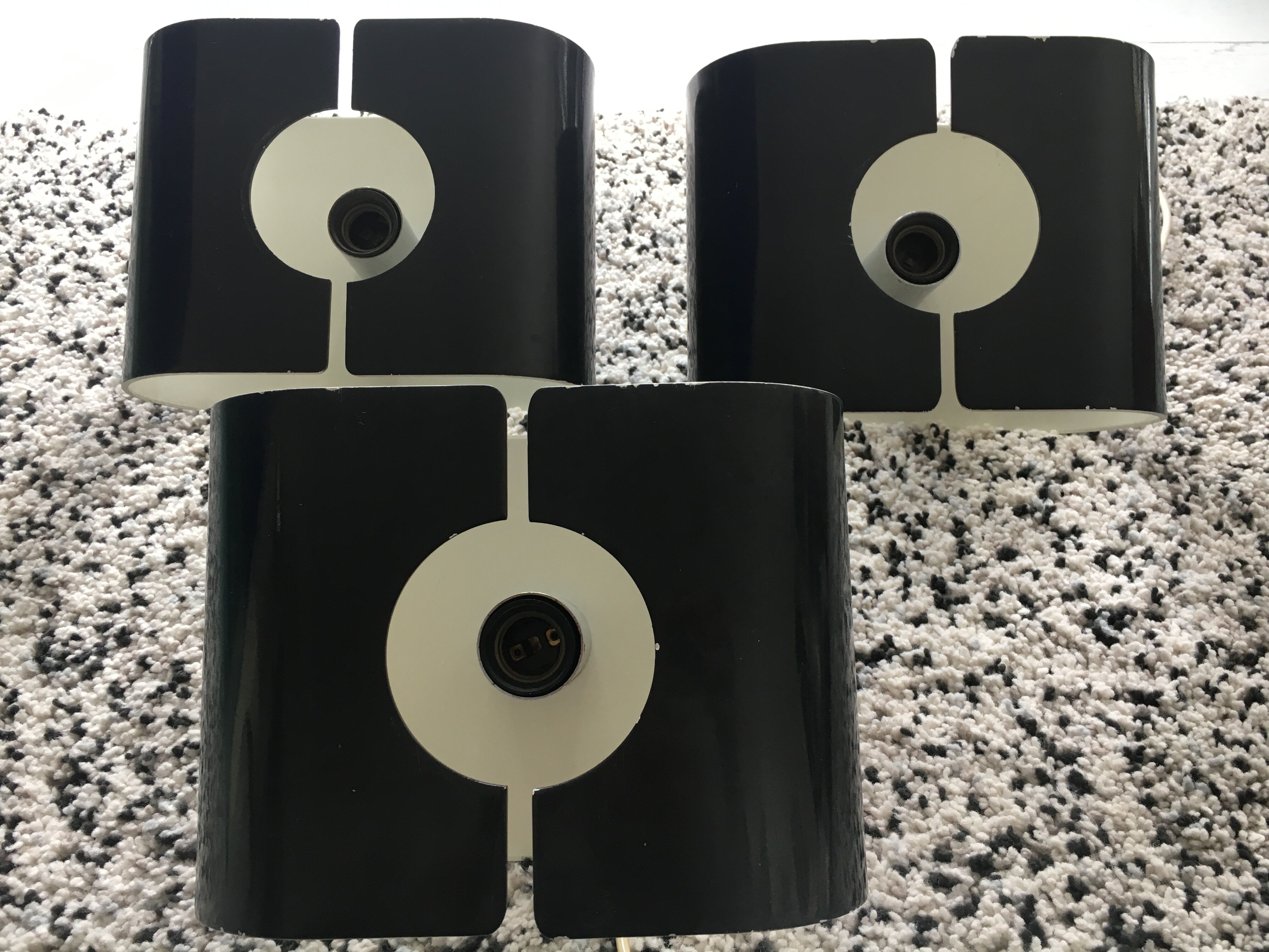 Applique en métal laqué noir, Stilux, 1970