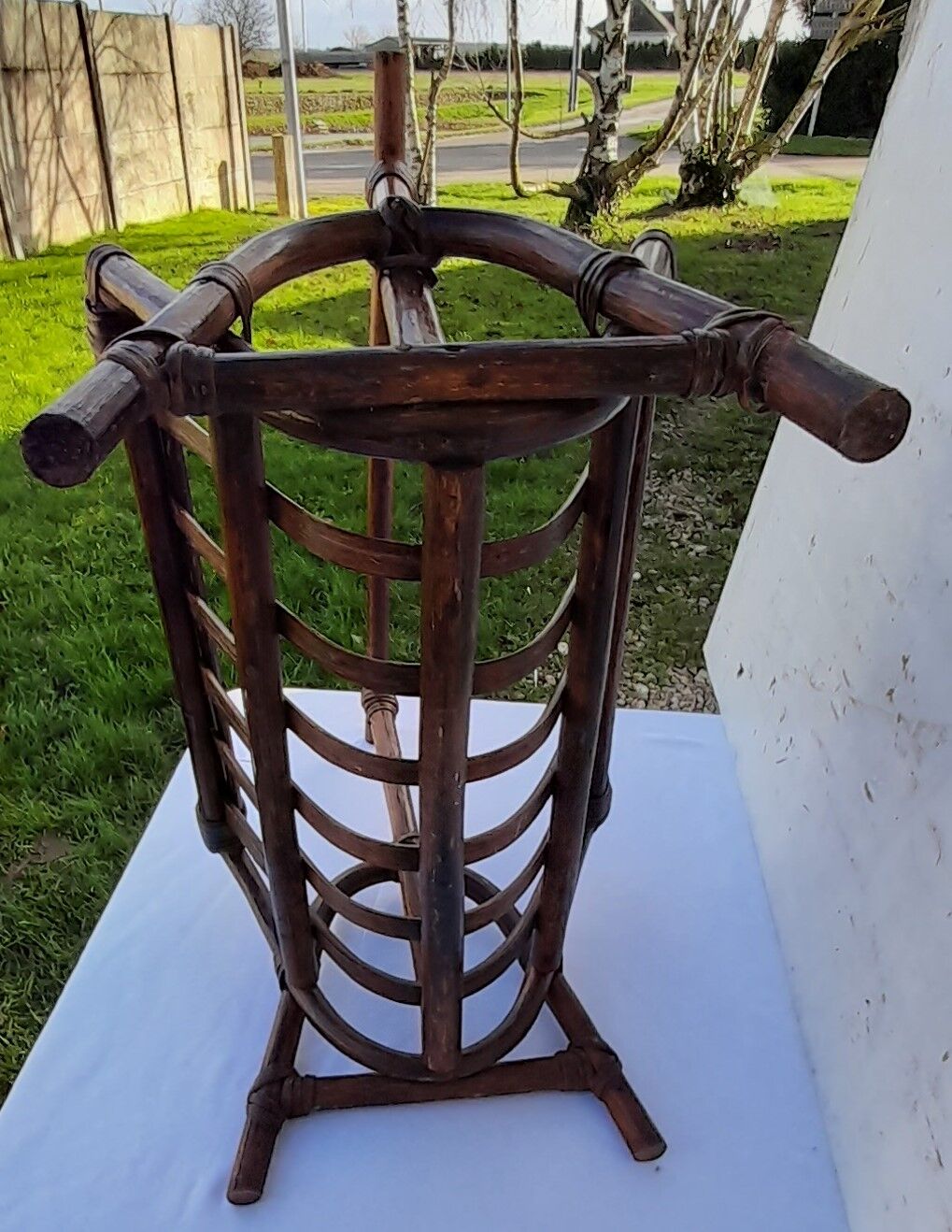 Vintage rattan magazine holder