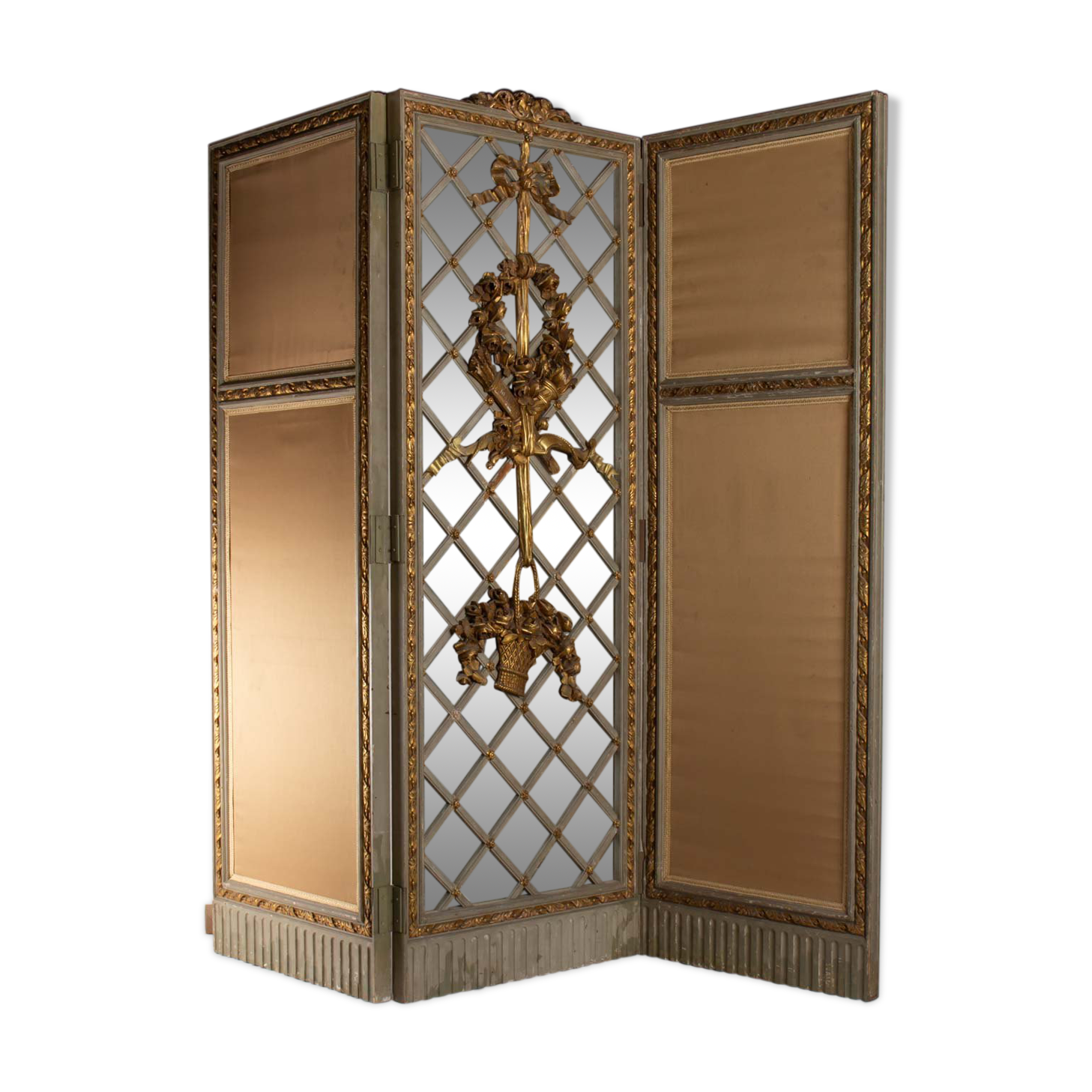 Paravent Ancien Style Louis XVI En Bois Doré - époque Napoléon III
