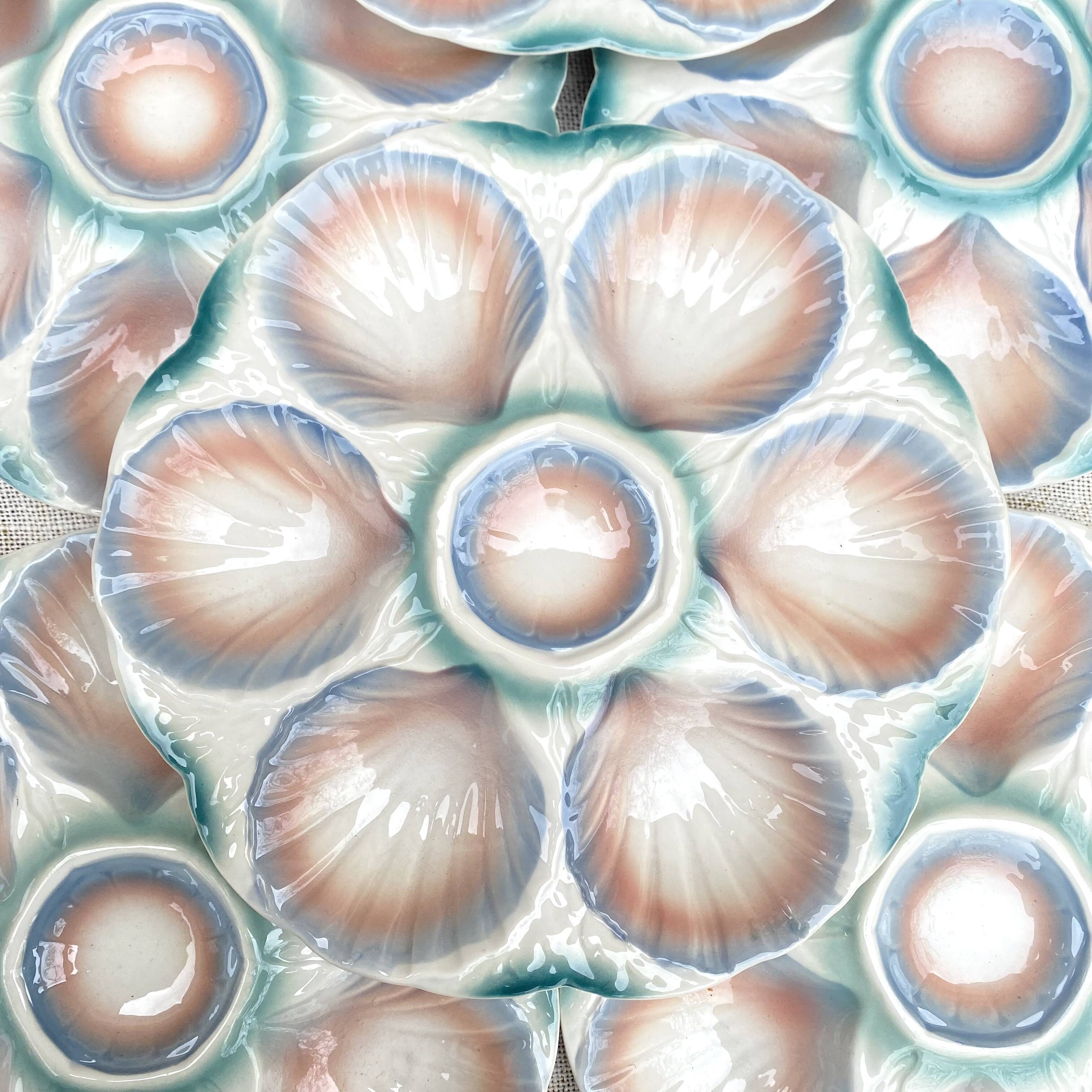 Barbotine oyster plates Digoin