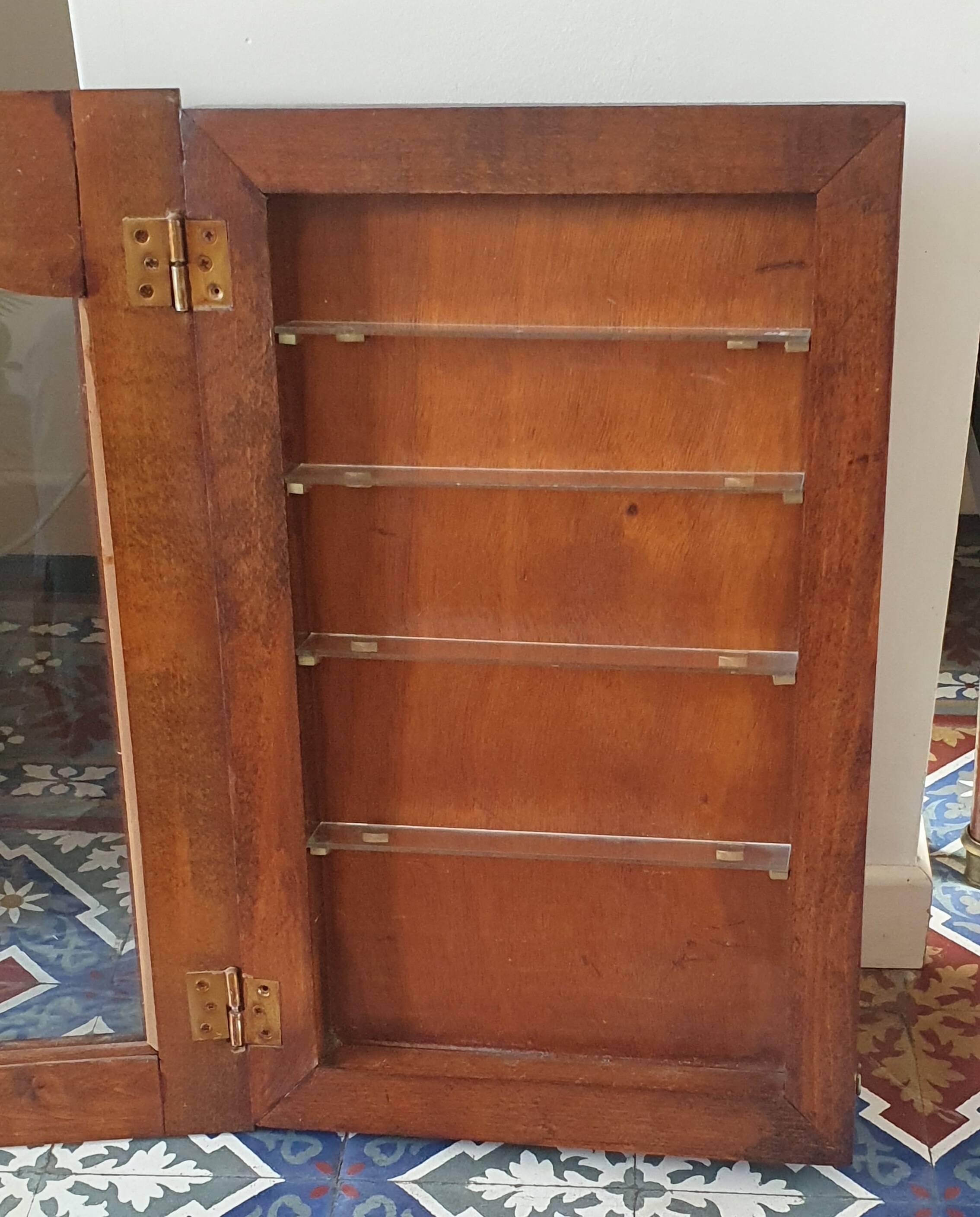 Wall display case wood and glass
