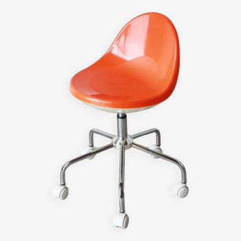 Chaise pivotante vintage 70’s à roulettes – Orange – ARMET GRETA
