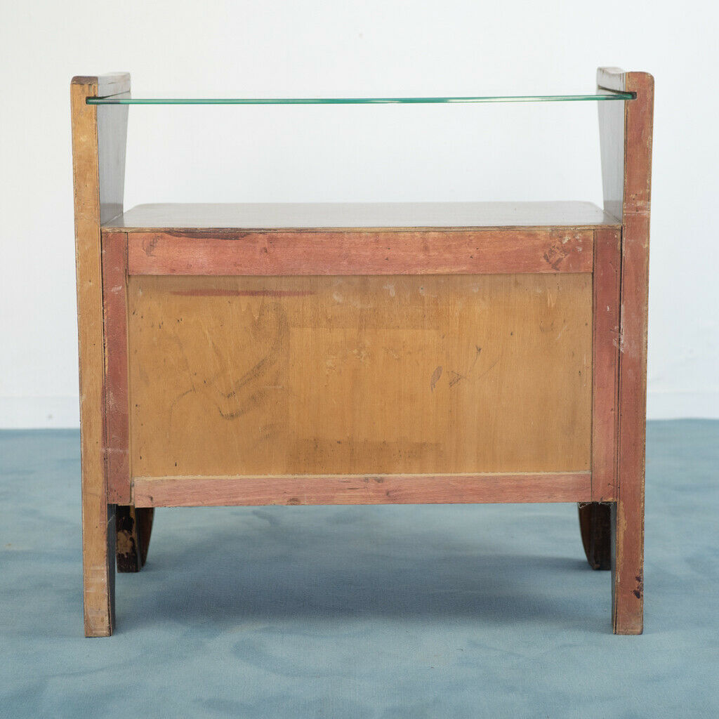 Set of 2 bedside tables style dassi in wood glass design 50s vintage modern