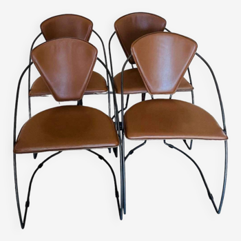 4 Arrben Brown Leather Dining Chairs