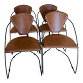 4 Arrben Brown Leather Dining Chairs