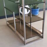 Metal and smoked glass console 1970