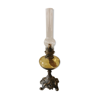 Lampe à pétrole Art nouveau pied bronze