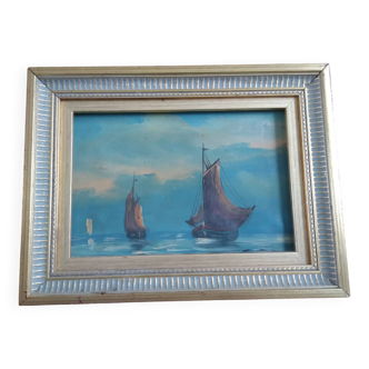 Oil on canvas framed marine painting
