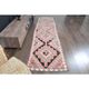 1970s Turkish Oushak Handmade Wool Cotton Pink Runner Rug 93x358