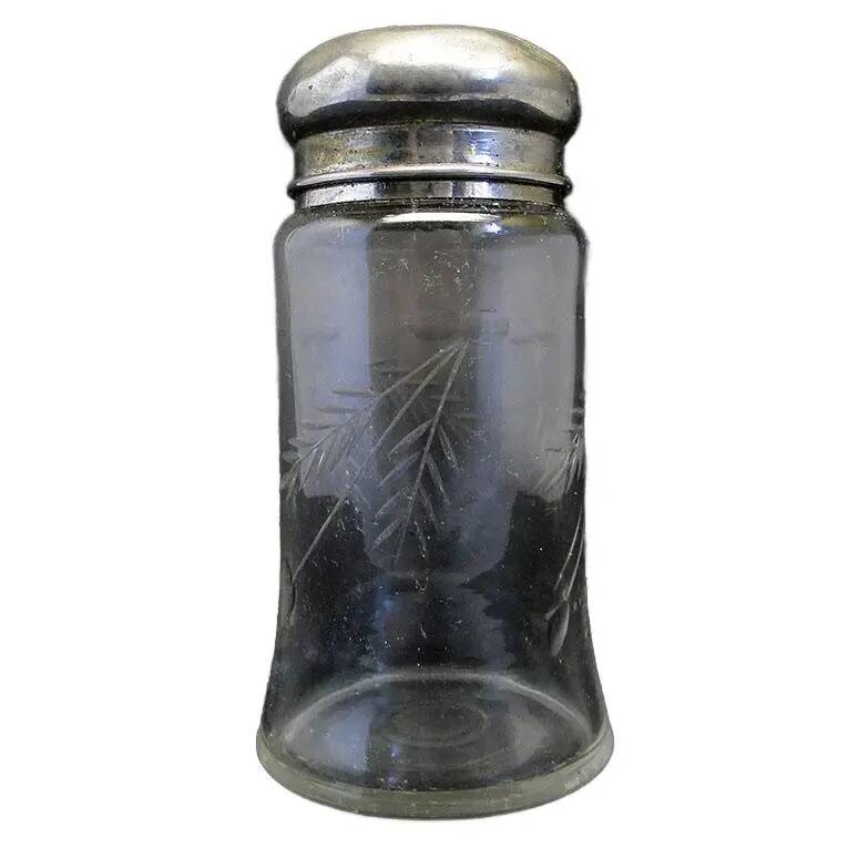 Bol à sucre en poudre, Art Nouveau, verre pressé, laiton argenté, Suède, années 1920.