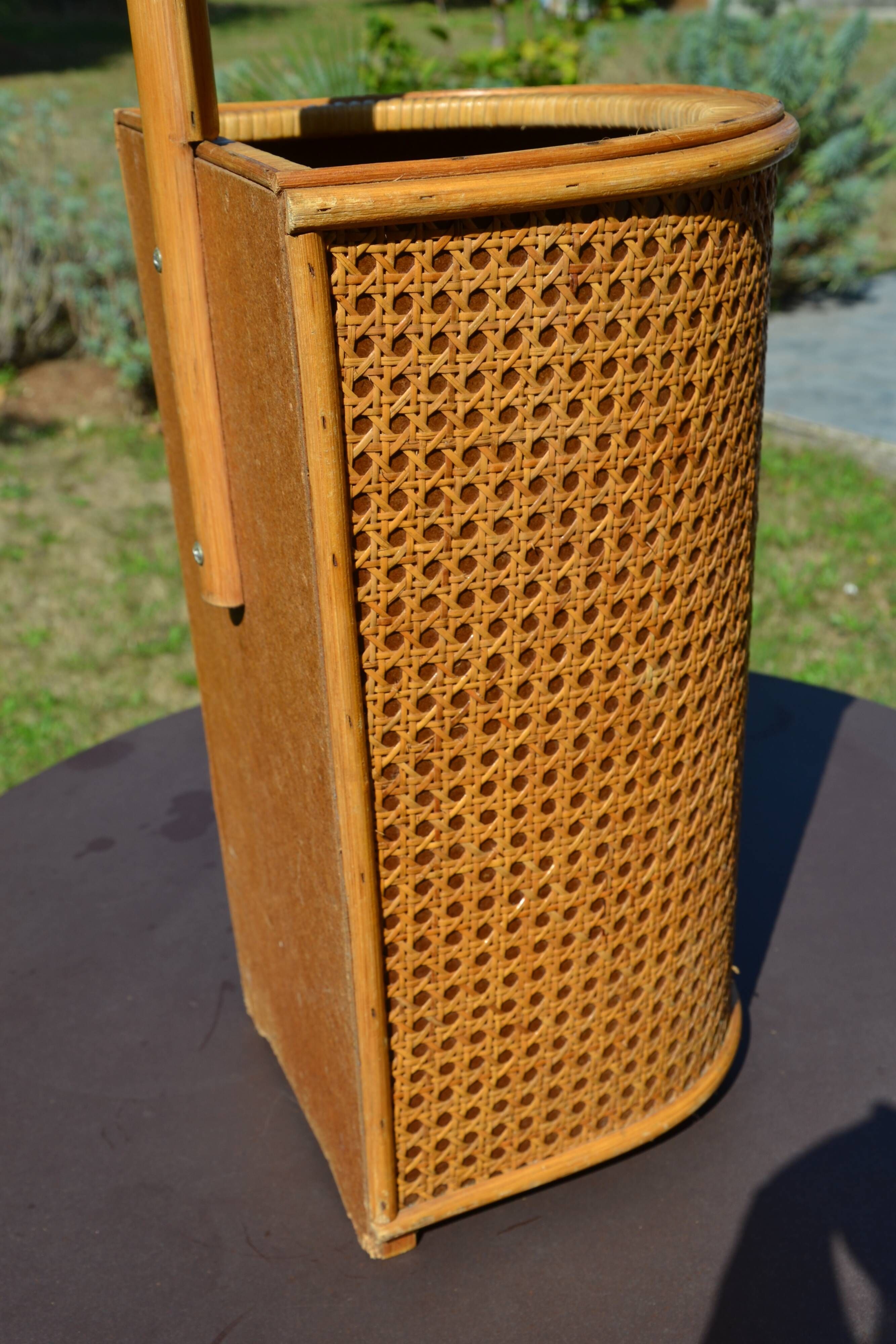 Vintage wicker and cane umbrella stand
