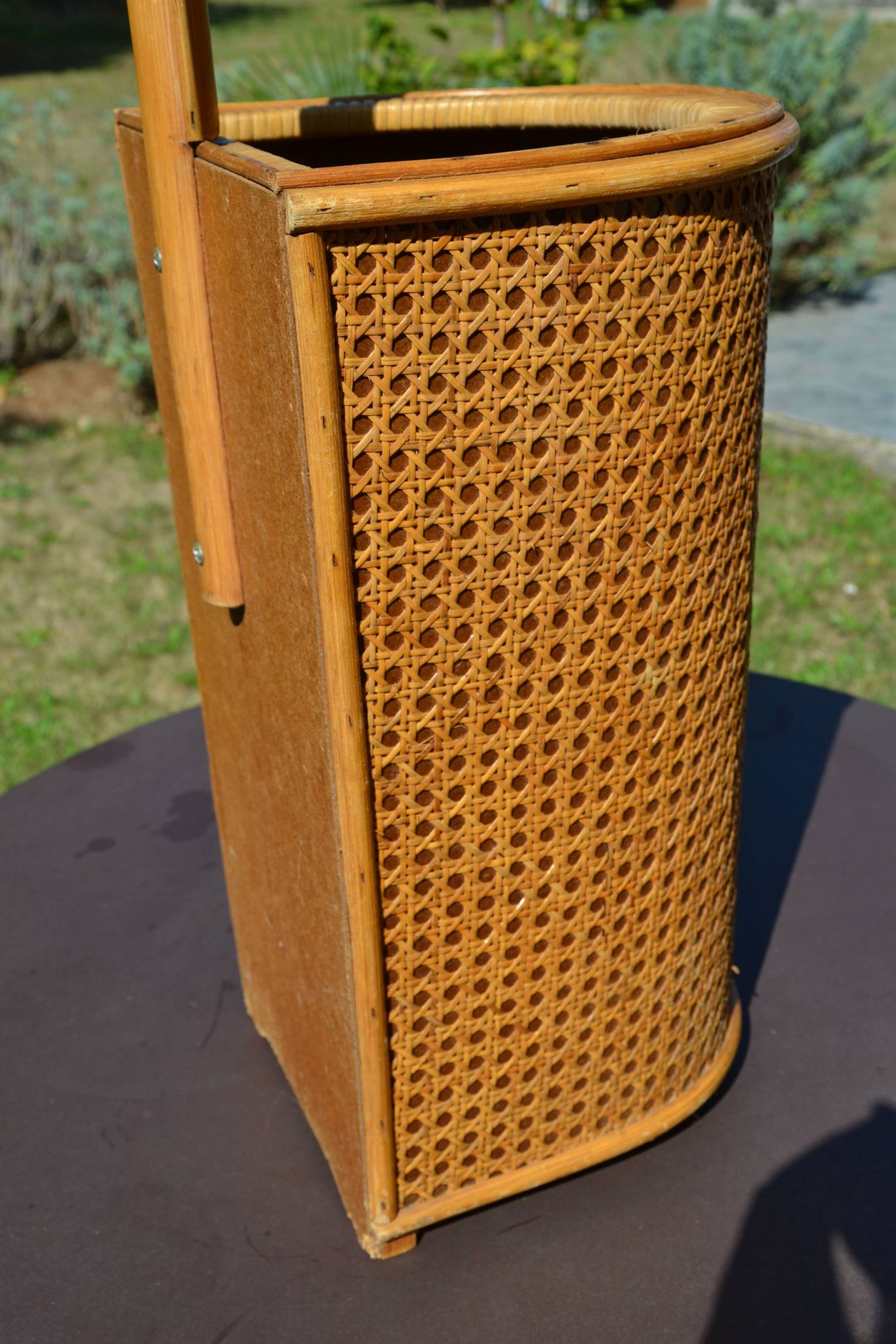 Porte-parapluie osier et cannage vintage