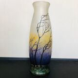 Tree-decorated laminated glass vase