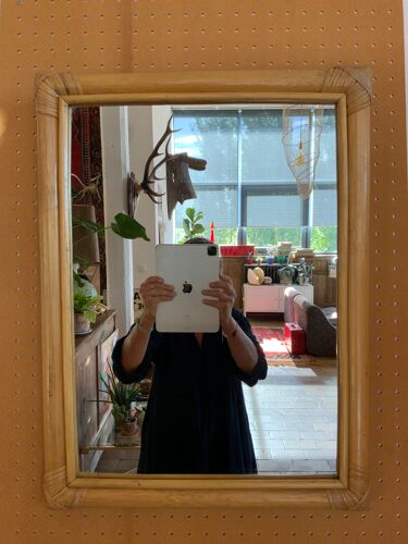 Miroir en rotin vintage 45x60cm
