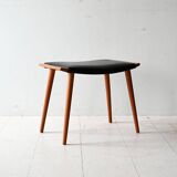 Vintage stool in wood and leather