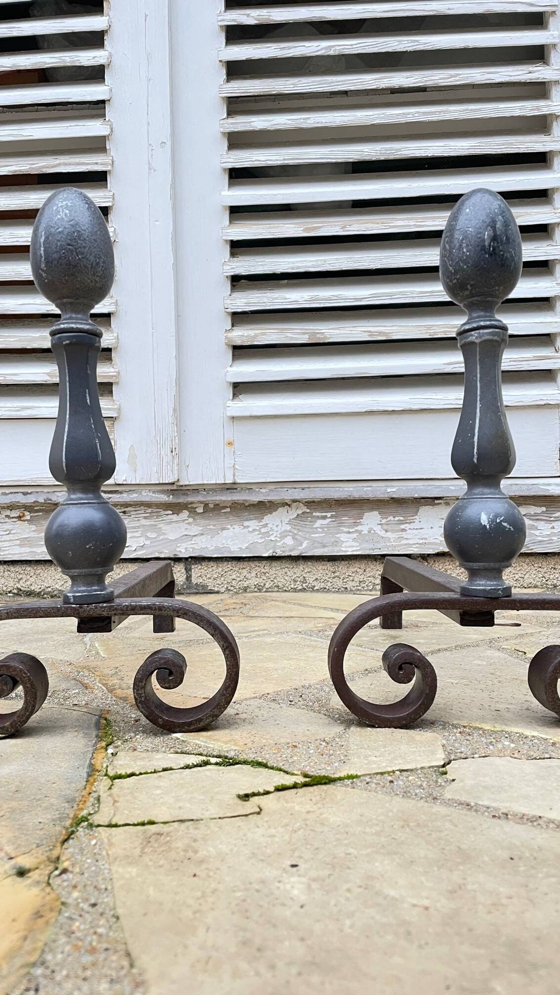 Paire de CHENETS Géométriques VINTAGE