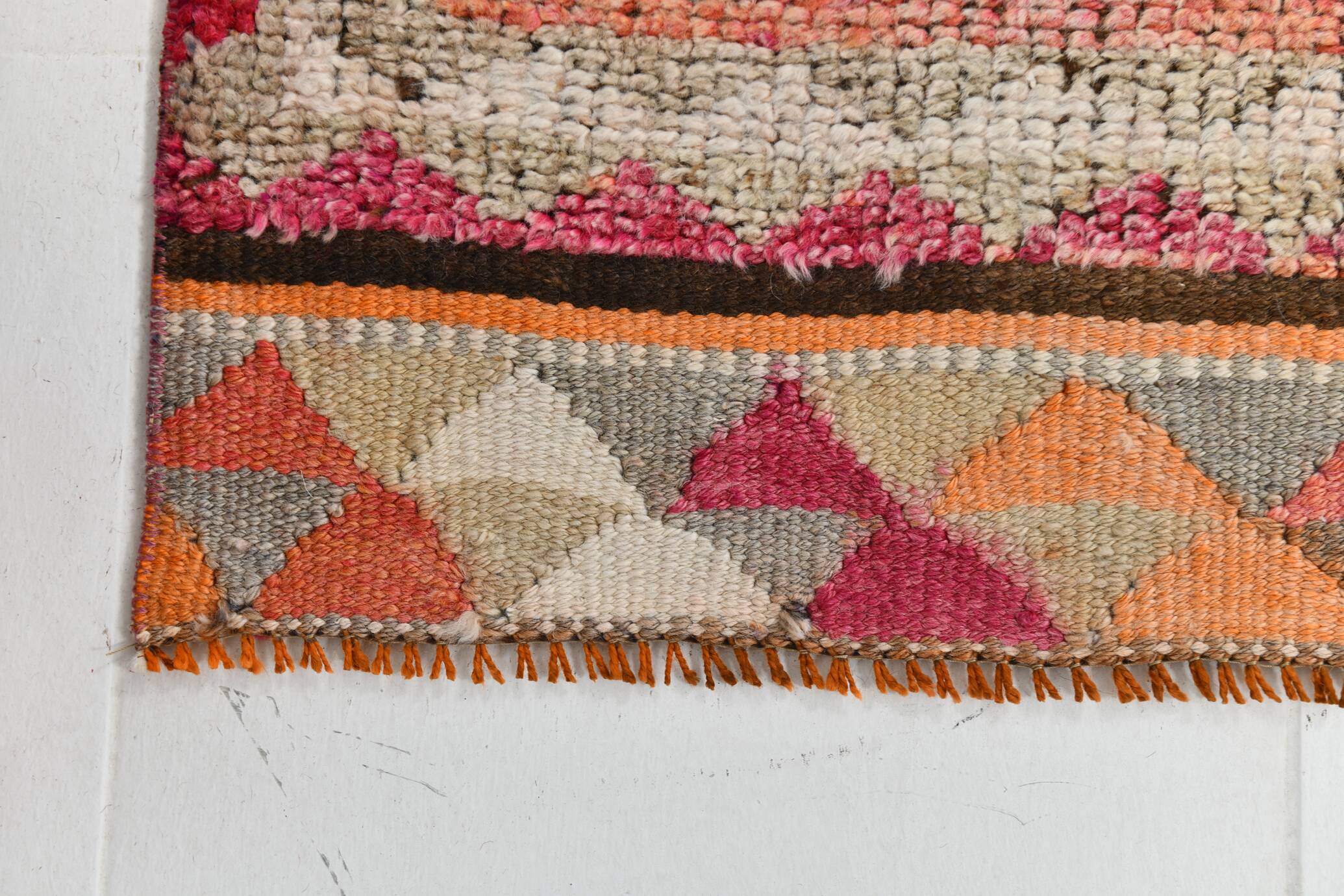 3x10 Pumpkin Orange & Pink Turkish Runner Rug, 96x309Cm