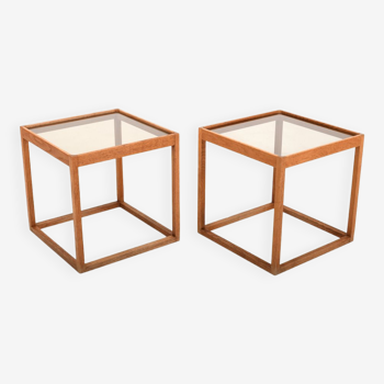 Kurt ostervig oak cube tables with glass denmark 1960s