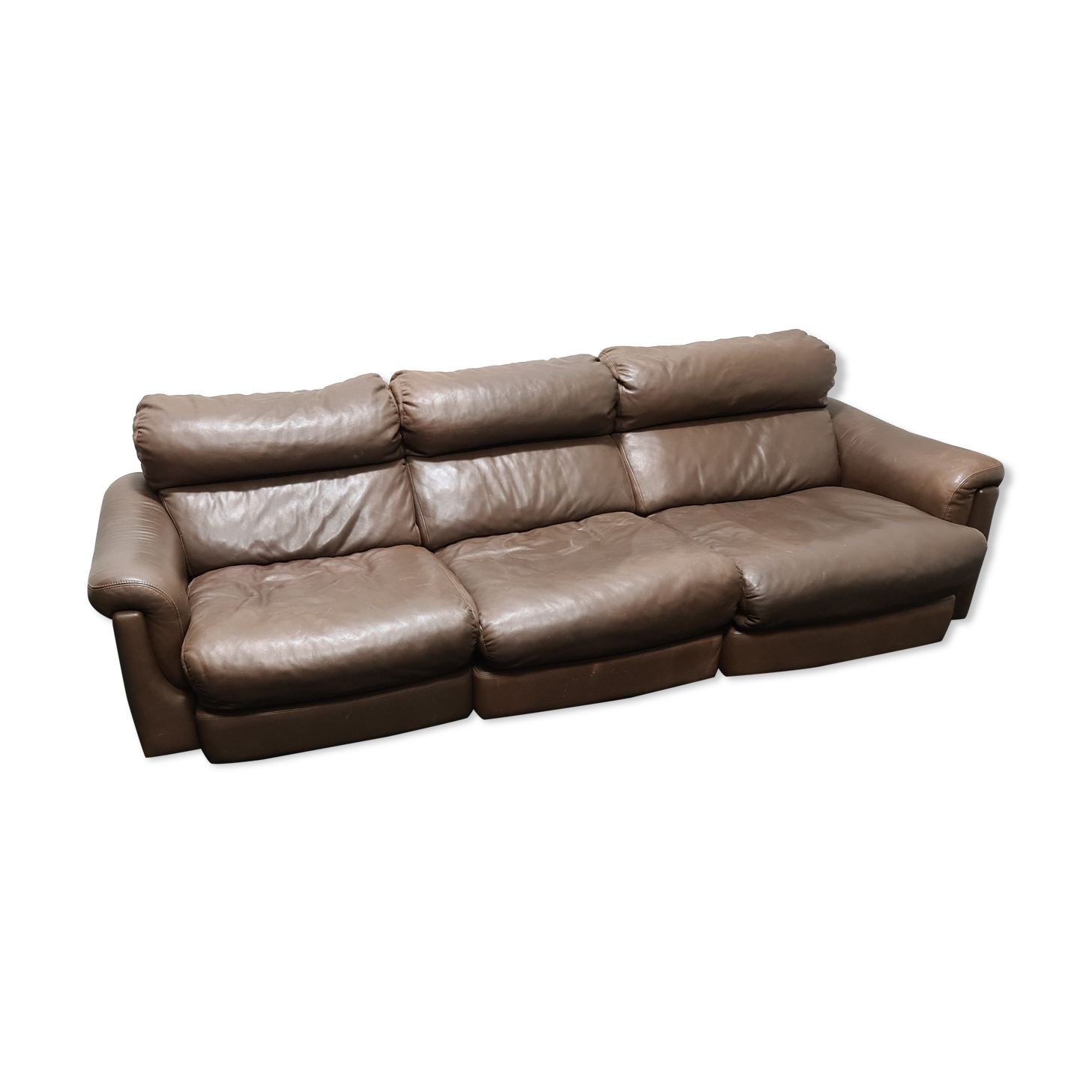 Canapé vintage en cuir brun par Rolf Benz