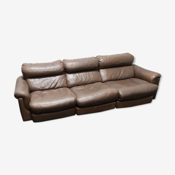 Canapé vintage en cuir brun par Rolf Benz