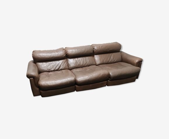 Vintage Brown Leather Sofa By Rolf Benz, Manwah Leather Sofa
