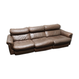 Canapé vintage en cuir brun par Rolf Benz