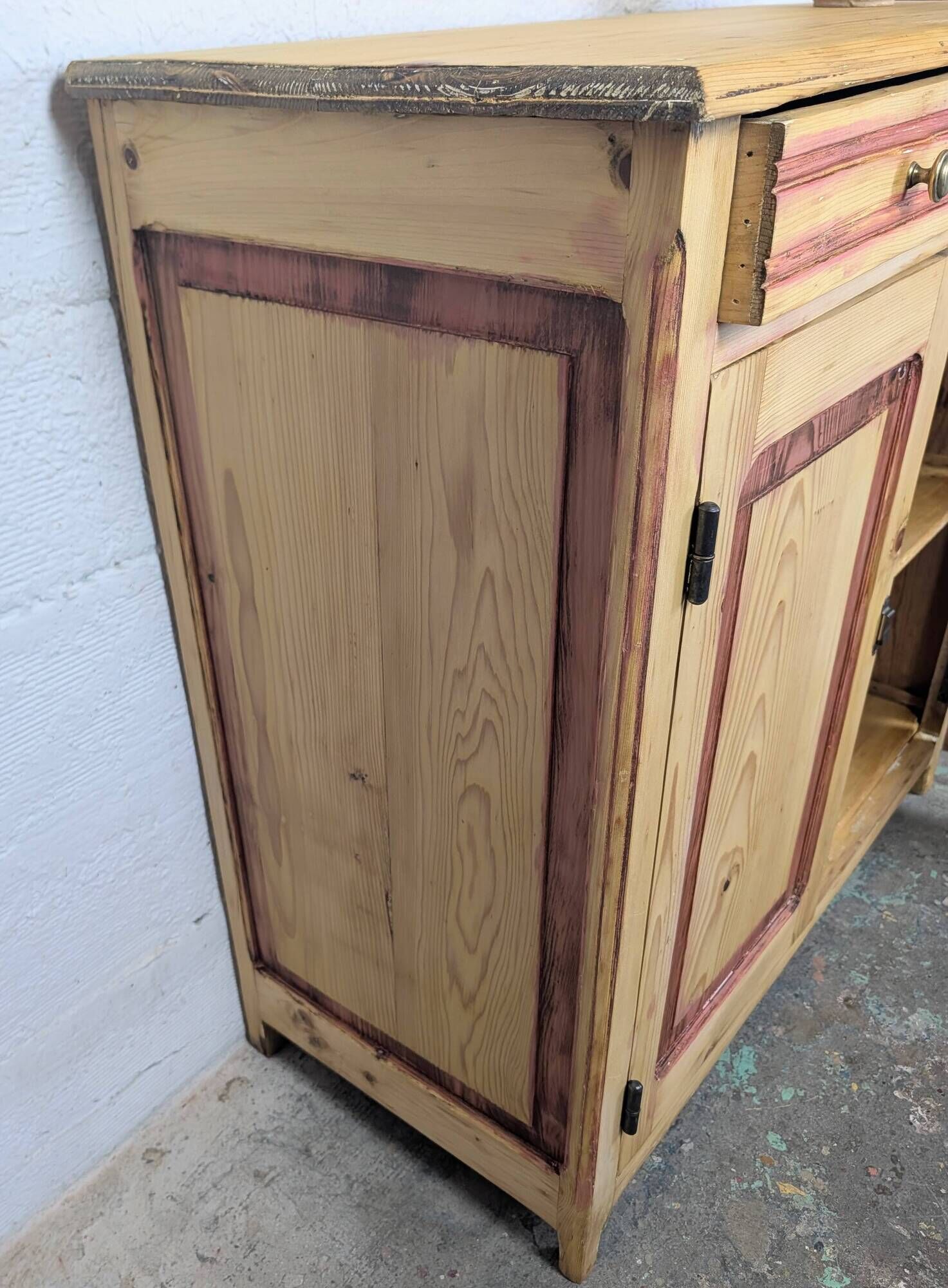 Rustic pine sideboard with two doors