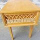 Vintage wood and rattan bedside table