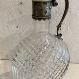 Carafe in cut glass or crystal and silver-plated metal, 20th century