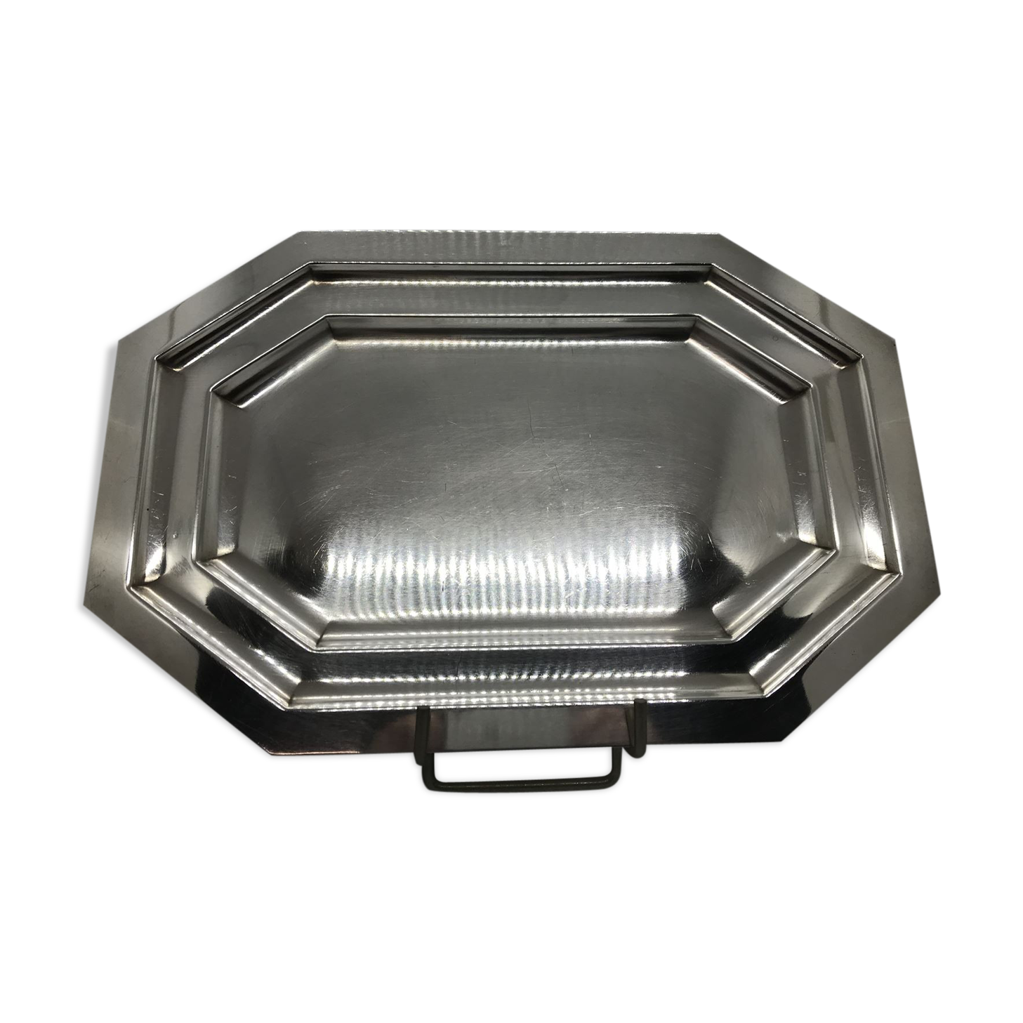 Silver metal serving dish