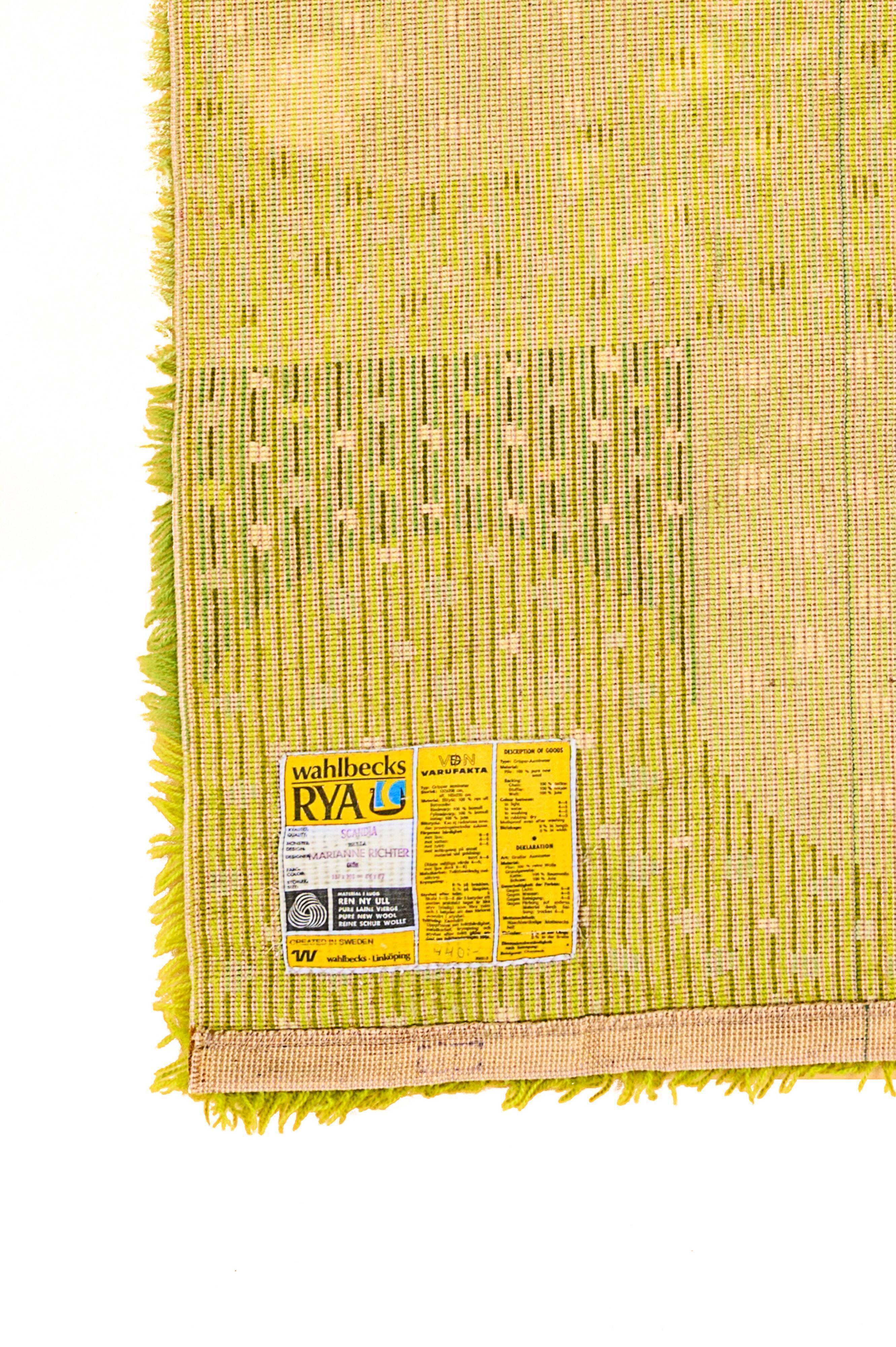 Scandinavian 20th century modern rya rug by Marianne Richter 200 x 137 cm