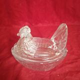 Glass chicken butter dish