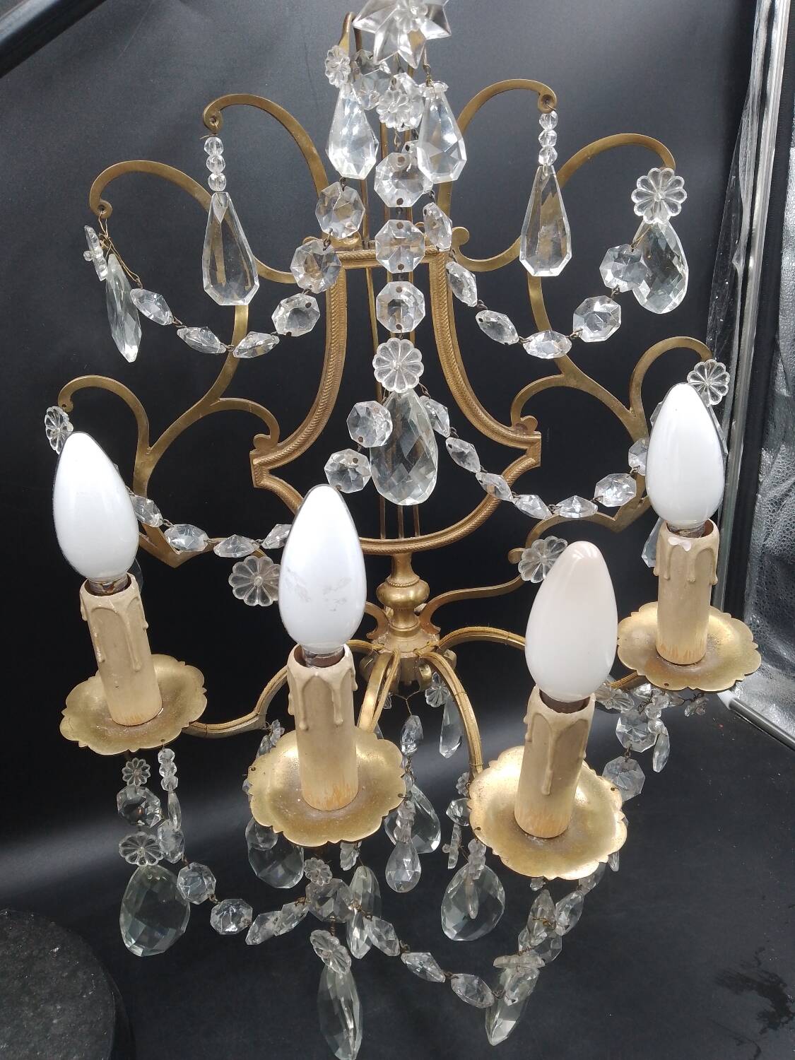 Lyre Garland Empire Tassels Wall Light 4 Lights Gilded Bronze