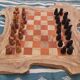 Rustic wooden chessboard